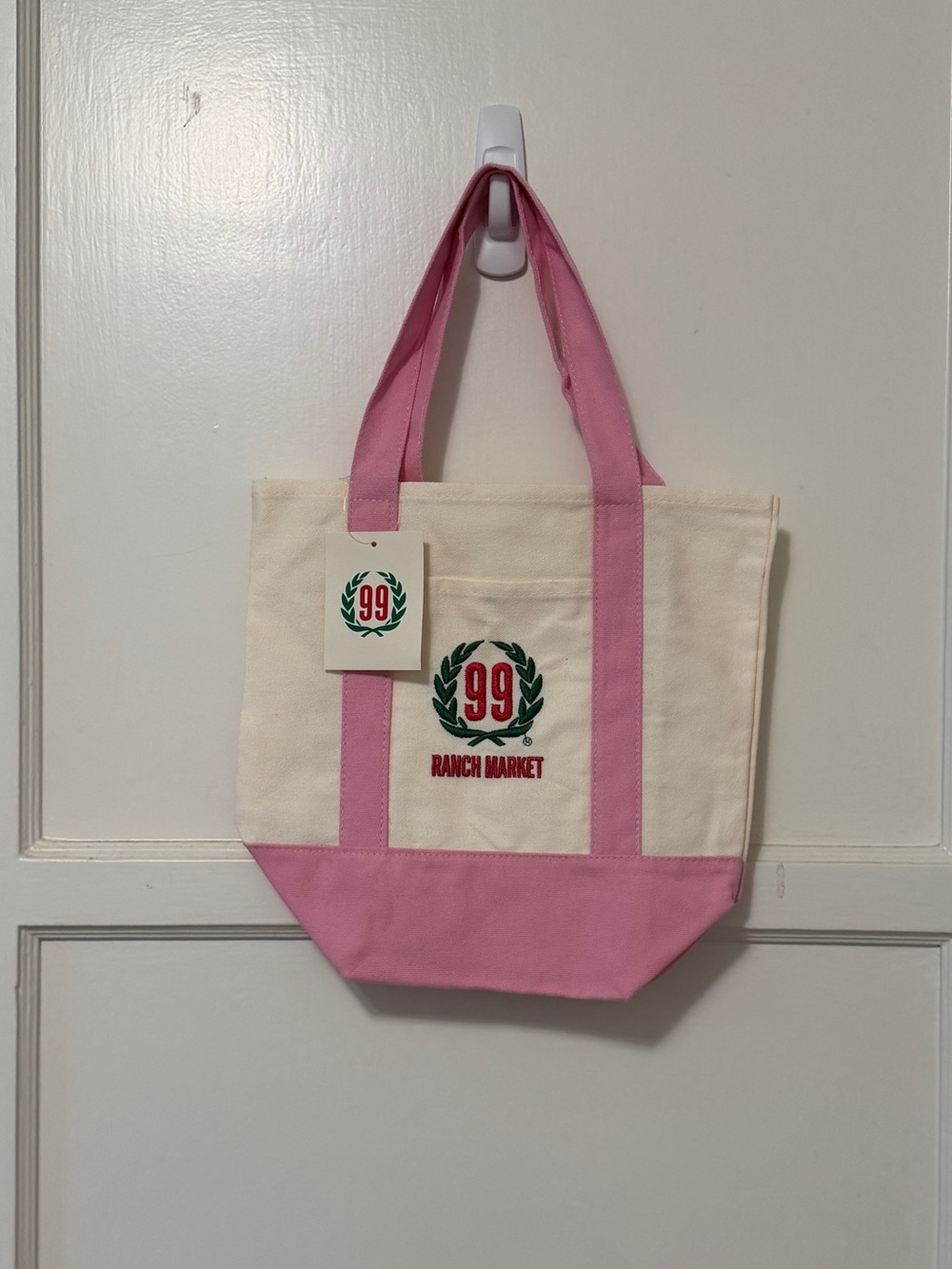 Trader Joe’s 99 Ranch Market Pink Mini Canvas Tote RARE FIND - Picture 1 of 2